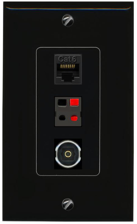 CAT6 SPEAKER TOSLINK Wall Plate [Black]