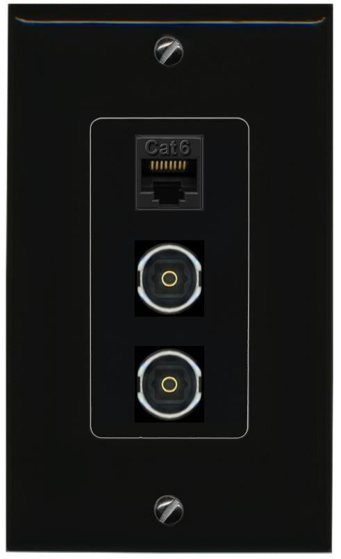 CAT6 2 TOSLINK Wall Plate [Black]