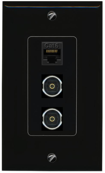 CAT6 2 TOSLINK Wall Plate [Black]