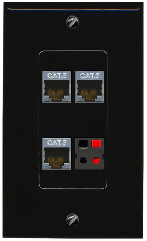 RiteAV 3 CAT7 SPEAKER Wall Plate Decorative [Black]