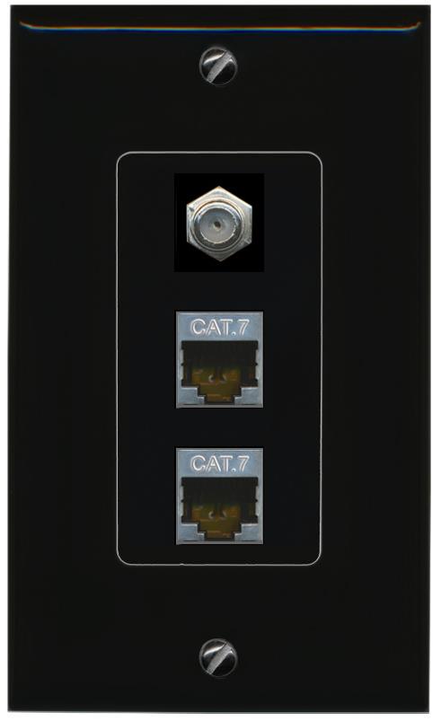2 CAT7 COAX Wall Plate [Black]