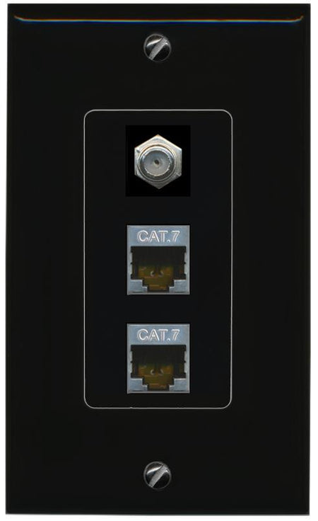 2 CAT7 COAX Wall Plate [Black]