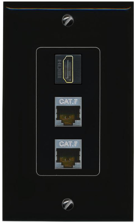 2 CAT7 HDMI Wall Plate [Black]