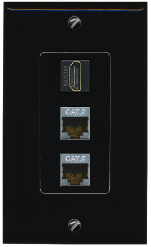 2 CAT7 HDMI Wall Plate [Black]