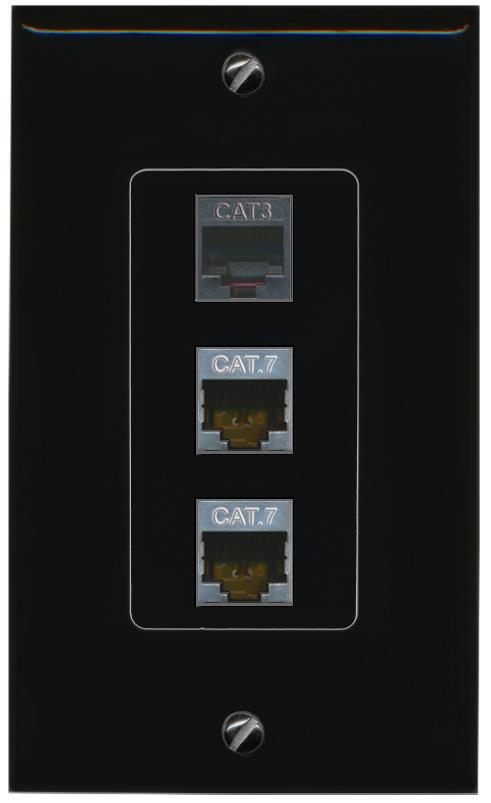 2 CAT7 PHONE Wall Plate [Black]
