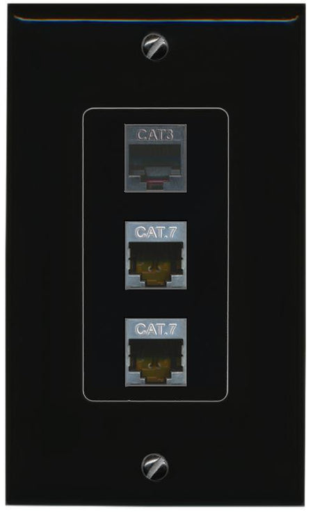 2 CAT7 PHONE Wall Plate [Black]