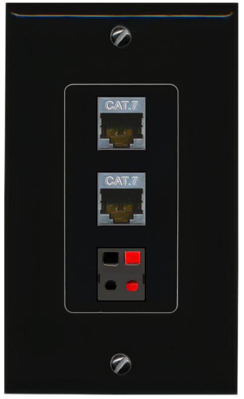2 CAT7 SPEAKER Wall Plate [Black]
