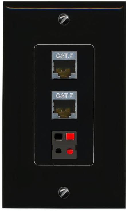 2 CAT7 SPEAKER Wall Plate [Black]