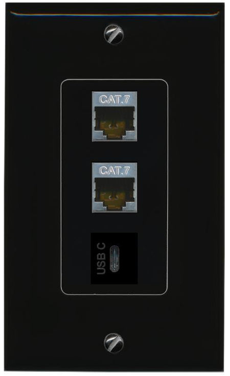 2 CAT7 USBC Wall Plate [Black]