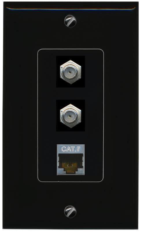 CAT7 2 COAX Wall Plate [Black]
