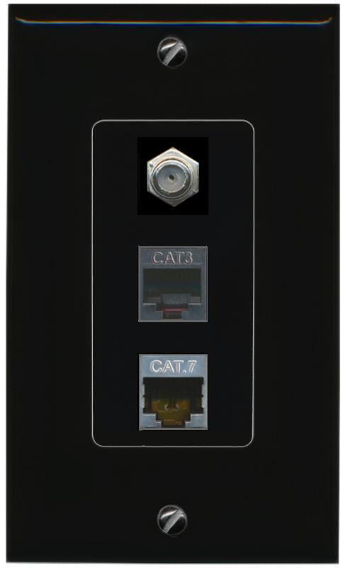 CAT7 COAX PHONE Wall Plate [Black]