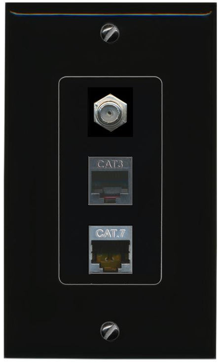 CAT7 COAX PHONE Wall Plate [Black]
