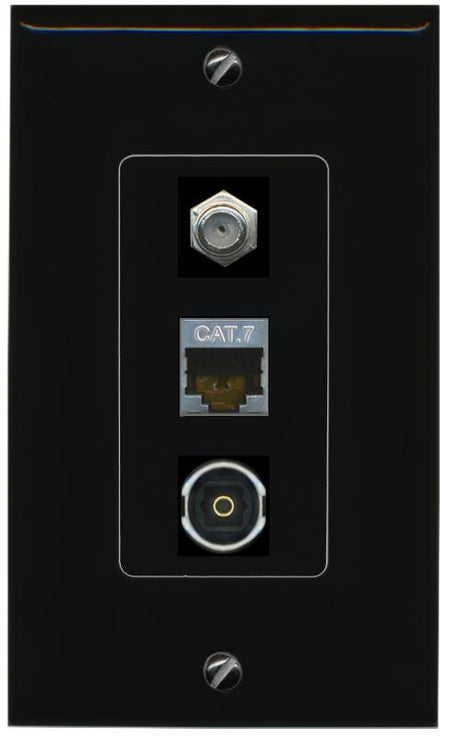 CAT7 COAX TOSLINK Wall Plate [Black]