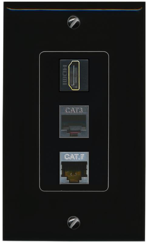 CAT7 HDMI PHONE Wall Plate [Black]