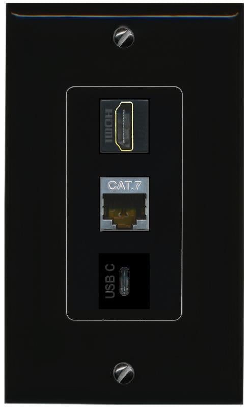 CAT7 HDMI USBC Wall Plate [Black]