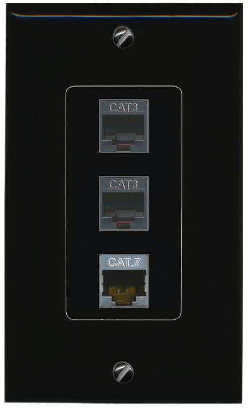 CAT7 2 PHONE Wall Plate [Black]