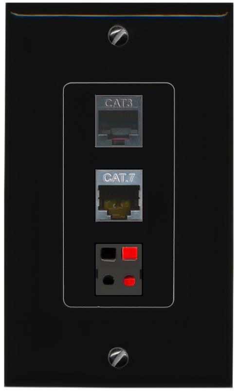 CAT7 PHONE SPEAKER Wall Plate [Black]