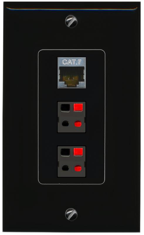 CAT7 2 SPEAKER Wall Plate [Black]