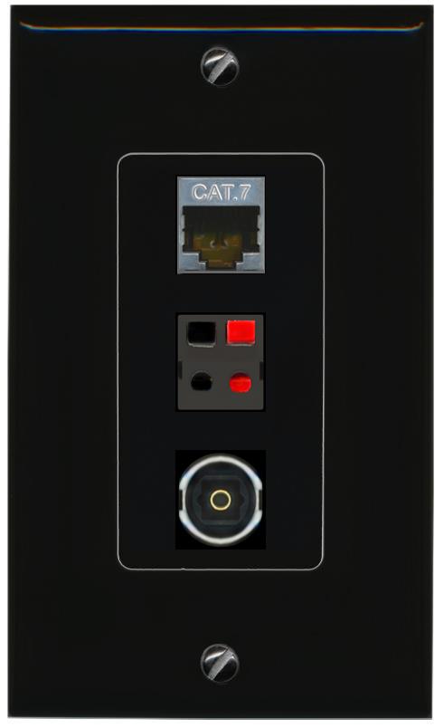 CAT7 SPEAKER TOSLINK Wall Plate [Black]