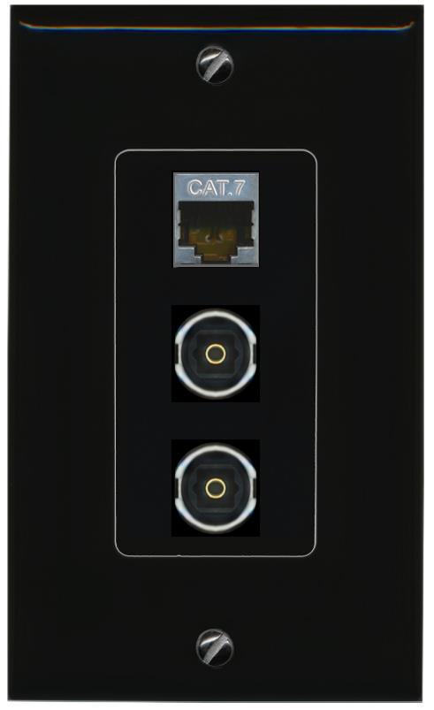 CAT7 2 TOSLINK Wall Plate [Black]