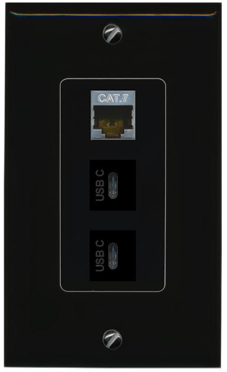 CAT7 2 USBC Wall Plate [Black]