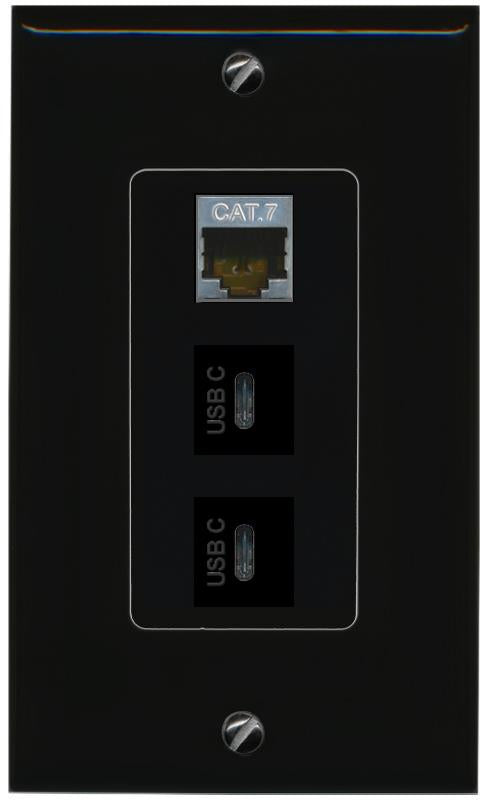 CAT7 2 USBC Wall Plate [Black]