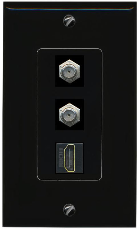 2 COAX HDMI Wall Plate [Black]