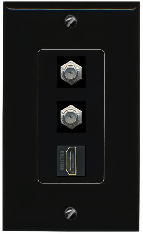 2 COAX HDMI Wall Plate [Black]