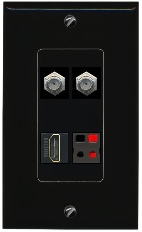 RiteAV 2 COAX HDMI SPEAKER Wall Plate Decorative [Black]