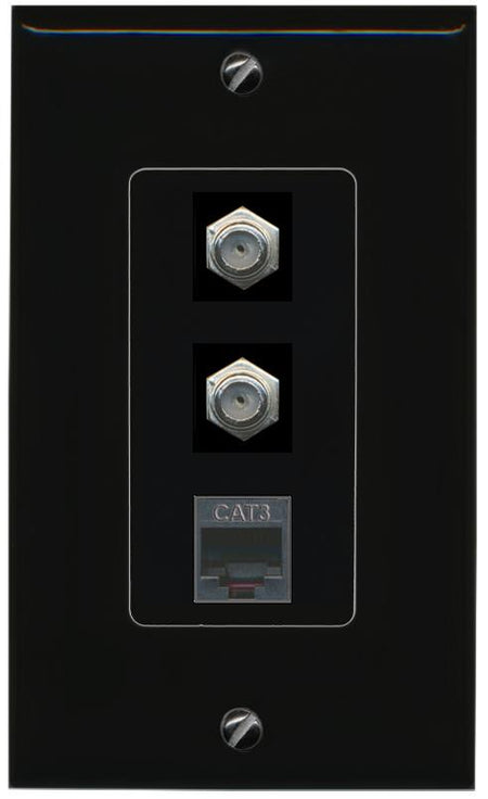 2 COAX PHONE Wall Plate [Black]