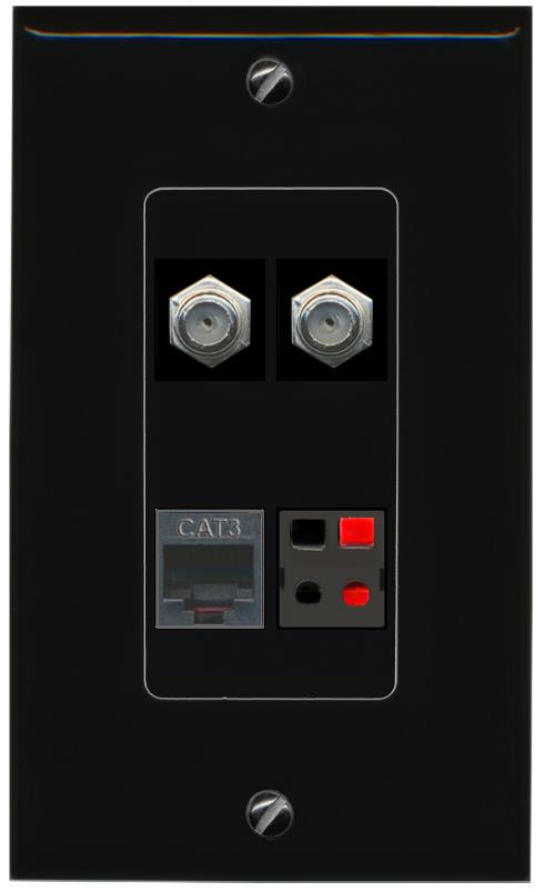 RiteAV 2 COAX PHONE SPEAKER Wall Plate Decorative [Black]