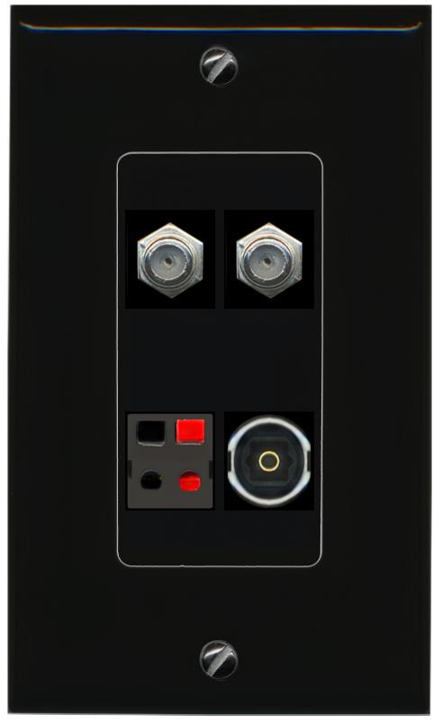 RiteAV 2 COAX SPEAKER TOSLINK Wall Plate Decorative [Black]