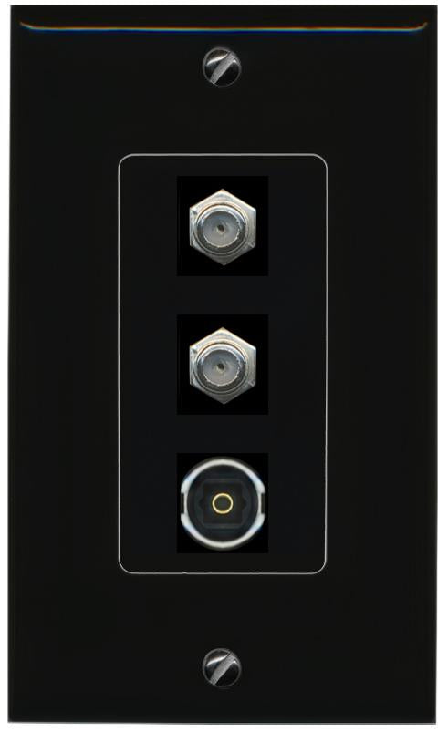 2 COAX TOSLINK Wall Plate [Black]
