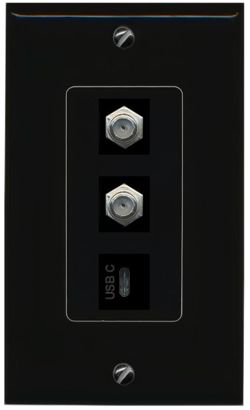 2 COAX USBC Wall Plate [Black]
