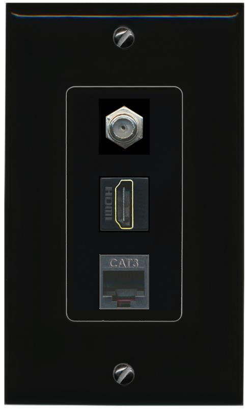 COAX HDMI PHONE Wall Plate [Black]