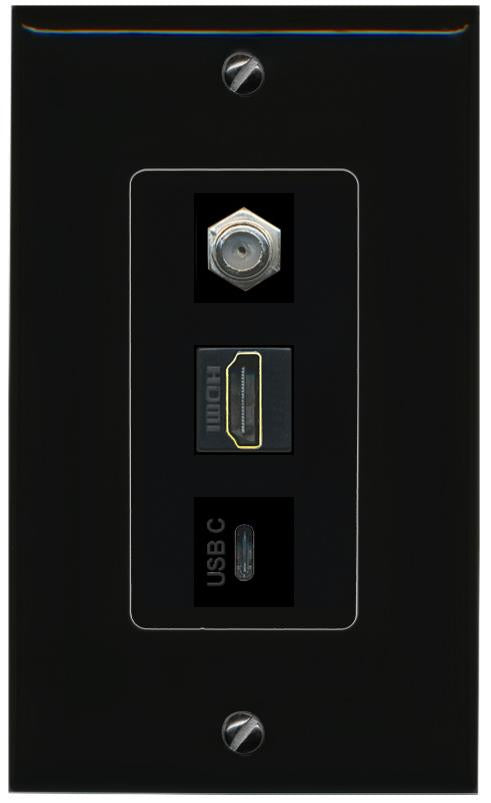 COAX HDMI USBC Wall Plate [Black]