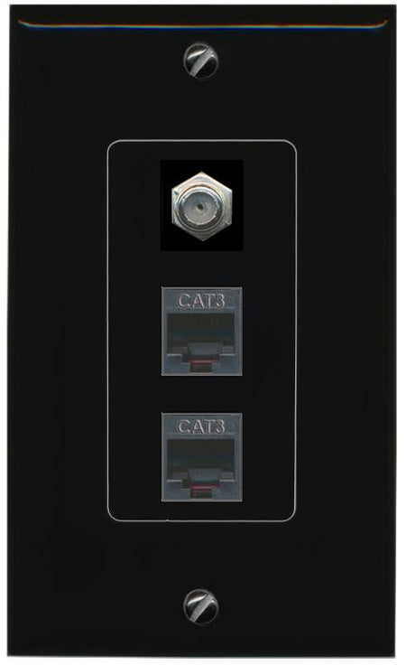 COAX 2 PHONE Wall Plate [Black]