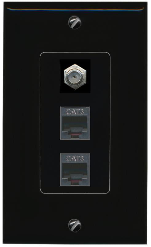 COAX 2 PHONE Wall Plate [Black]