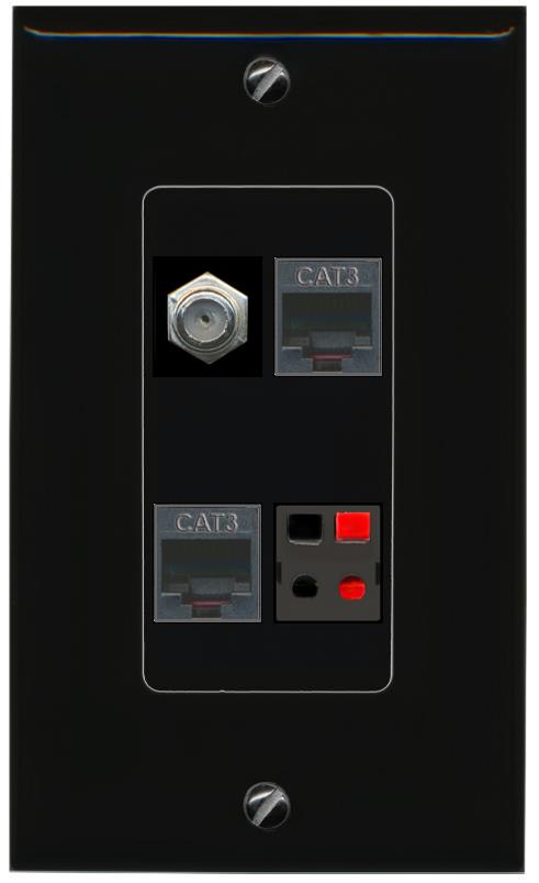 RiteAV COAX 2 PHONE SPEAKER Wall Plate Decorative [Black]