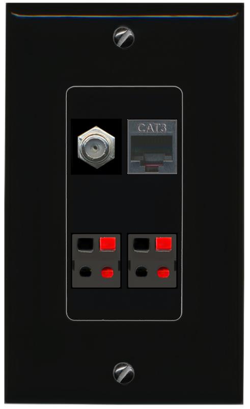 RiteAV COAX PHONE 2 SPEAKER Wall Plate Decorative [Black]