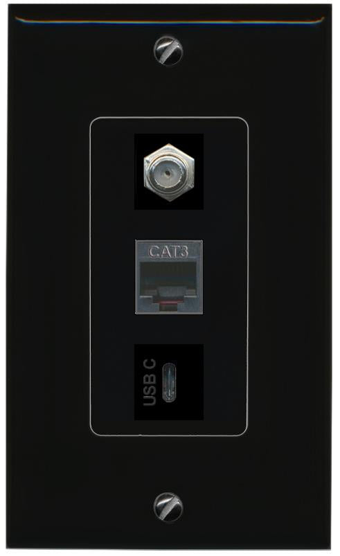 COAX PHONE USBC Wall Plate [Black]