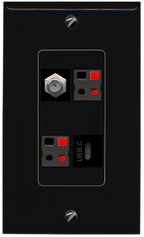RiteAV COAX 2 SPEAKER USBC Wall Plate Decorative [Black]