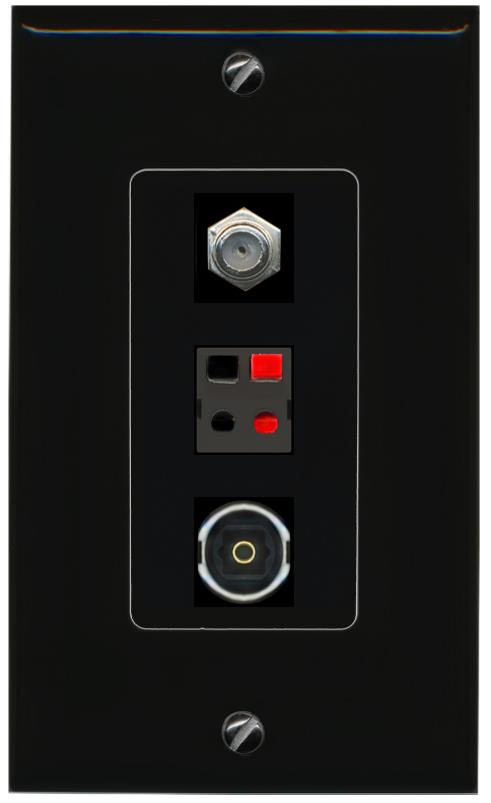 COAX SPEAKER TOSLINK Wall Plate [Black]