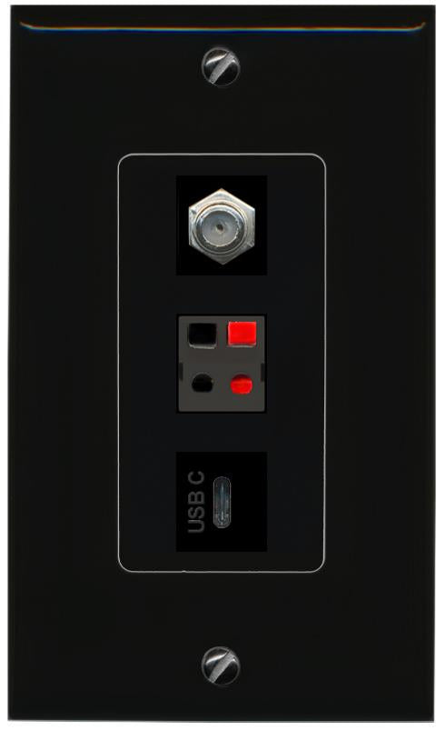 COAX SPEAKER USBC Wall Plate [Black]