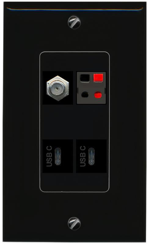 RiteAV COAX SPEAKER 2 USBC Wall Plate Decorative [Black]