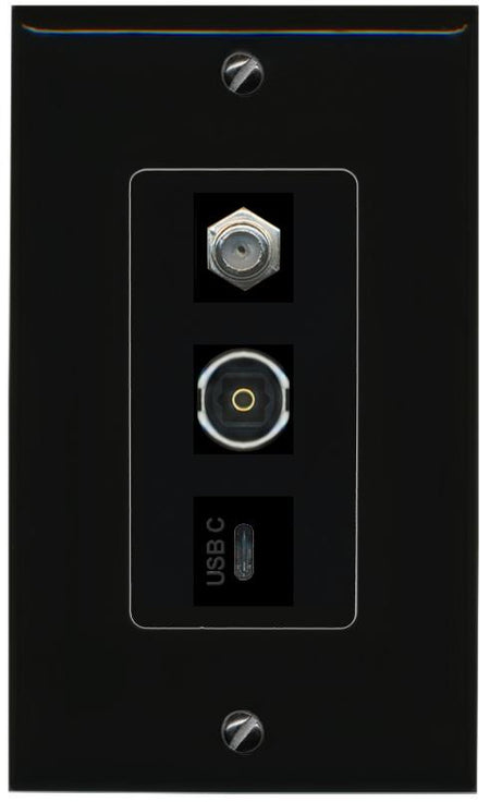 COAX TOSLINK USBC Wall Plate [Black]