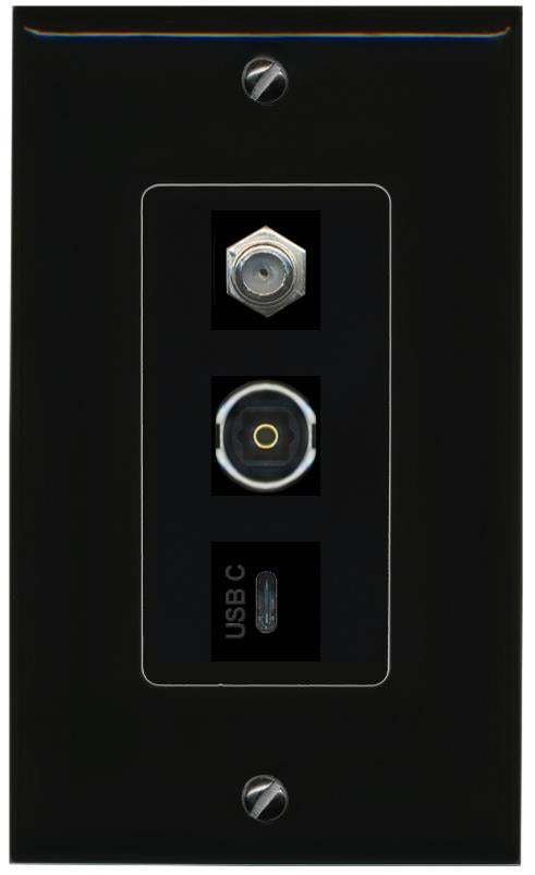 COAX TOSLINK USBC Wall Plate [Black]