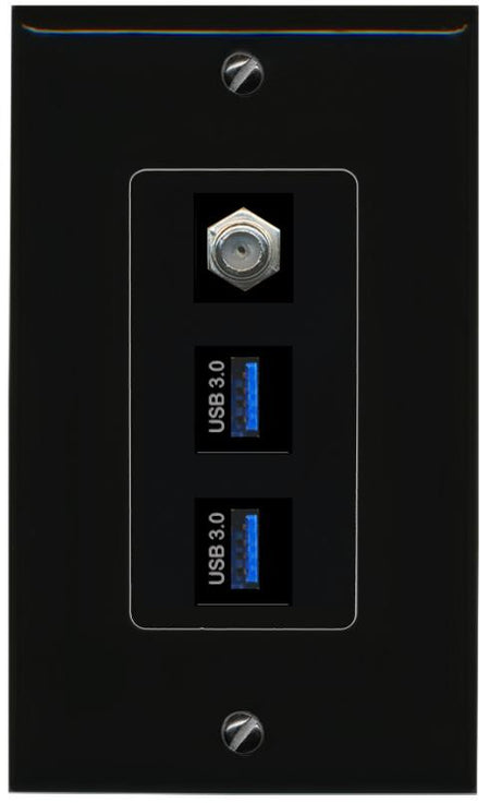 COAX 2 USB-3 Wall Plate [Black]