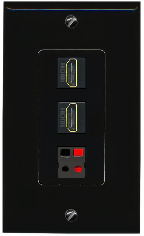 2 HDMI SPEAKER Wall Plate [Black]