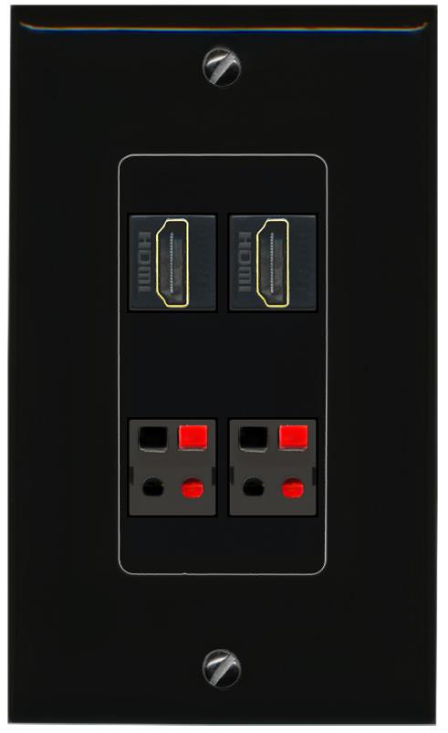 RiteAV 2 HDMI 2 SPEAKER Wall Plate Decorative [Black]